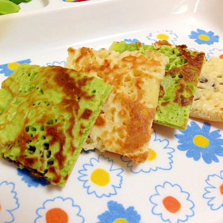 娘の朝食(・o・)青汁パンケーキ